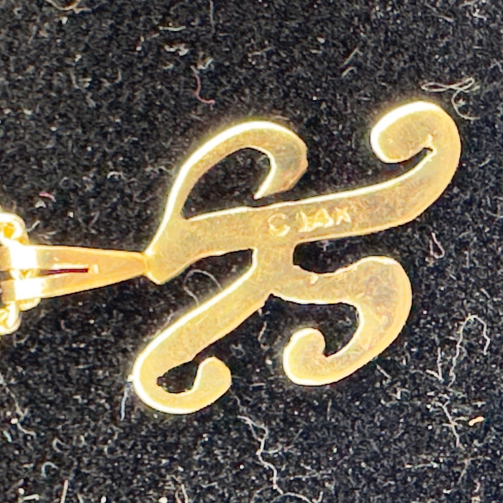 14k Solid Gold "K" Dainty Initial Script Pendant - image 2
